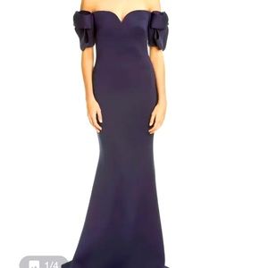 🤍New! Badgley Mischka Navy Scuba Gown